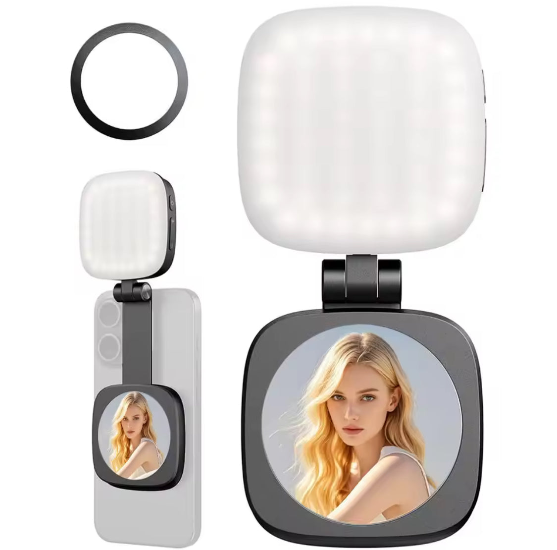 Magnetic Selfie Ring Light with Mirror